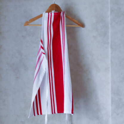 Red Black Cotton Striped Apron Set - Image 4